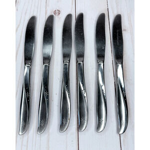 Oneida Community Stainles Twin Star Mid Century Modern 6 Knives